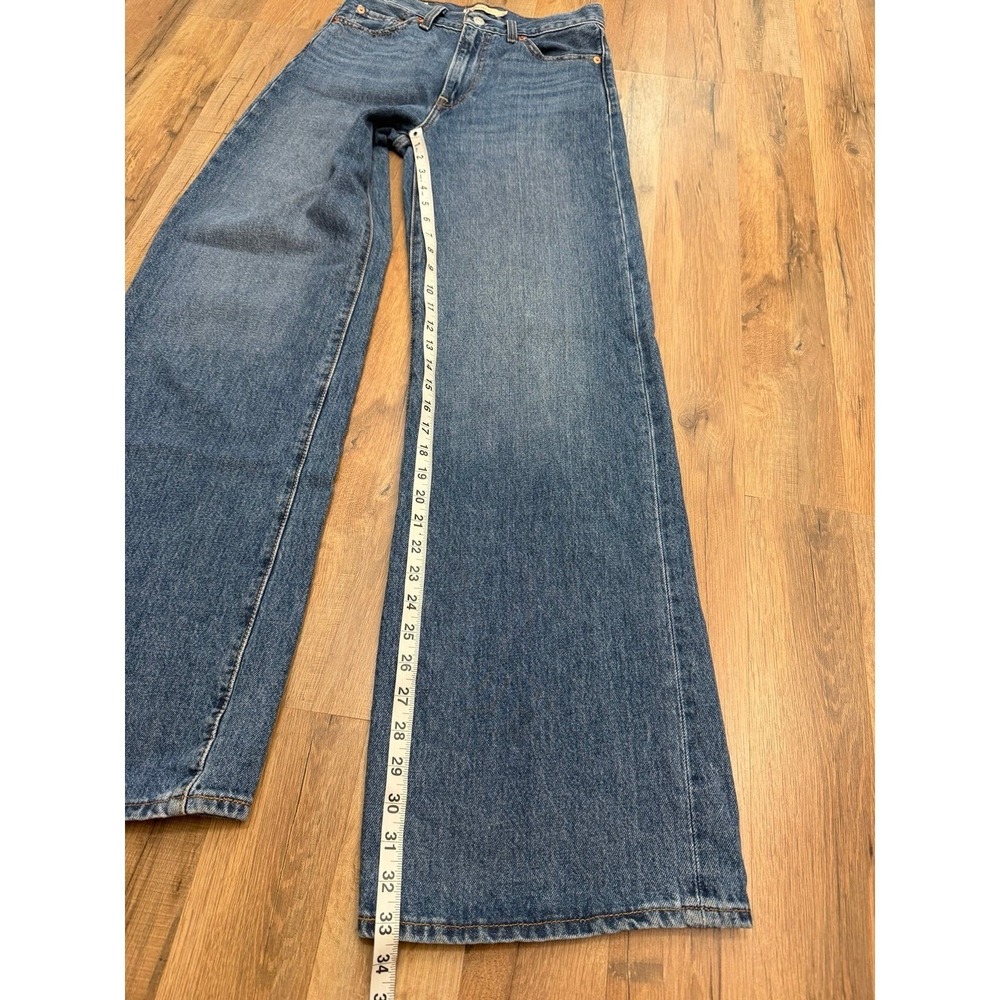 Levi's Ribcage Wide Leg Jeans 26 High Rise Straight Denim Blue Cotton - Picture 9 of 11